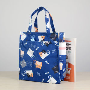 New Thickened Large Size Waterproof Oil-resistant Canvas Lunch Box Bag Bento Bag Student Book Bag Zipper Handbag Soft Cute Chinese Style