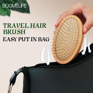 Head Massage Steel Hair Brush Women Mini Pocket Hair Comb Airbag Detangling Hairbrush With Steel Needle Wood Comb For Hair