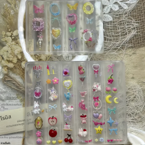 ชุดแม่พิมพ์เพ้นท์เล็บสไตล์น่ารัก 2 ชิ้น กรอบรูป กระต่าย แอปเปิ้ล โบว์ ลูกกวาด ขนมหวาน แม่พิมพ์เพ้นท์เล็บ 3 มิติ