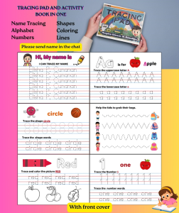 PERSONALIZED TRACING PAD NAMES ALPHABET SHAPES NUMBERS LINES COLORS