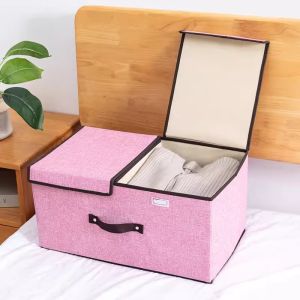 Double Lid Fabric Foldable Dust-proof Clutter/Underwear Storage Box