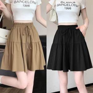 น้ําแข็ง ผ้าไหม ขากว้างแห้งเร็ว กางเกง กระโปรง กางเกงขาสั้น ผู้หญิง ฤดูร้อน บางขนาดใหญ่ ลำลอง สูง เอว ห้าส่วน กางเกง ครึ่ง กระโปรง อินเทรนด์