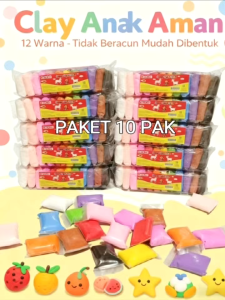 10PACK Clay Super Light SNI | Mainan Edukasi Anak 12 Pcs + Free Pisau