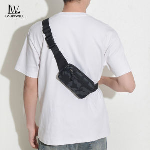 LouisWill Men Sports Waist Bag Fashion Men Bag Chest Bag Shoulder Bag Sports Bag Waterproof Oxford Dual Zipper Large Capacity Design Running Bum Bag Portable Gym Bag for Running Cycling Hiking Walking