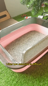 Big Cat Litter Box with Scoop Kitten Toilet Semi-Enclosed Deodorization Leakage Prevention Box 48CM