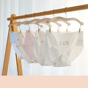 5 Piece Soft cotton cute sweet girl panties cartoon bear girl cotton crotch mid-waist womens underwear female girl student briefs