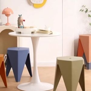 Household Plastic Stools Can Be Stacked With Nordic Internet Red Round Stools Thickened Living Room Square Stools And Light Luxury Fashion Styles