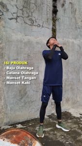 Comochi Jersey Olahraga 4 in 1 Set Baju Setelan Lengkap Bahan Dry Fit Pria Wanita