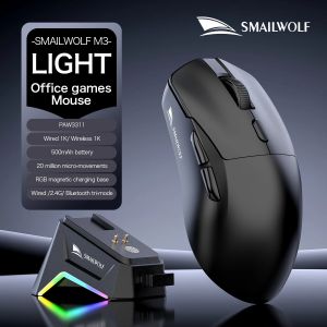 SMAILWOLF | SMAILWOLF M3 and M3Pro 12000 DPI Tri-Mode Mouse S205 2.4G BT Wired 300mAh 1000Hz for PC Laptop Computer Ergonomic High Precision