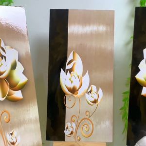 HIASAN DINDING BUNGA AESTETIK GOLD (15X30 CM ) WALL DECOR HIASAN DINDING KAMAR PAJANGAN RUANGAN AESTETIK