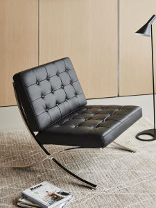 Modern Minimalist Barcelona Chair Designer Single Sofa Chair Luxury Living Room Balcony Leisure Recliner Iron Art Sponge Filling