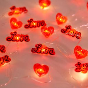 YESPERY 2M 20LED Love Heart String Lights Valentines Day Romantic Decoration Fairy Lights Garland For Wedding Home Decor Valentines Gift