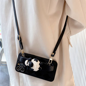 HTT เคสโทรศัพท์พร้อมสายคล้องสำหรับ iPhone 14, 13, 12, 11 Pro Max, 7, 8, PLUS, XXS, XS MAX เคสนิ่มลายเพชรนูน3มิติสายรัดข้อมือ - Mianyang