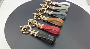 Móc chìa khóa xe ô tô chữ H khuyên tròn đính đá sang trọng móc khóa dây da Pu cao cấp (ko bao gồm thẻ sdt kèm)