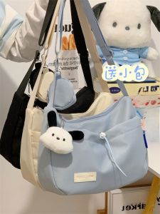 Good-looking Japanese Style Ins Pure Color Large Capacity Shoulder Bag Female Student Class Book Work Clothing Versatile Canvas Messenger Bag