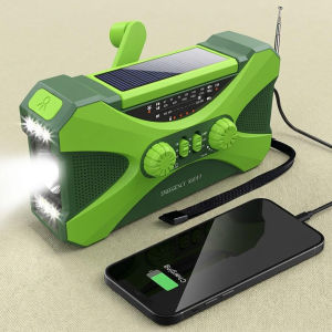 Multifunctional 10000mAh Solar Crank Radio AM FM NOAA Weather Alert Dual Stereo Speakers Phone Charger LED Torch SOS Alarm