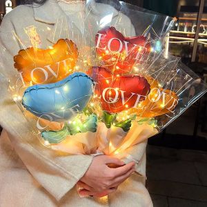 Valentines Day Heart Shaped Balloon Bouquet Set for Kindergarten Teachers Mothers Lovers Friend Teachers Day Gift Roses