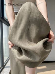 La Chapelle ㅣOld Money Style Wide Leg Pants Summer Lightweight Ice Silk Cotton Linen