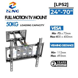 Zeno LP52 24"-70" Full Motion Wall Mount Tv Bracket for Most up to 50kg Adjustable Dual Articulating Arms Swivel Tilt Max VESA 400x400mm TV Mount Fits 12”/16” Wood Studs