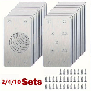2/4/10 Pieces Cabinet Hinge Repair Plate Kit for Home Kitchen Cabinets and Furniture with Holes Stainless Steel Door Hinge Mounting Plate
