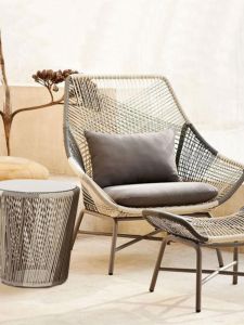 Modern Minimalist Outdoor Table And Chair Set Wicker Furniture Single Person Leisure Sofa for Courtyard Balcony Outdoor Use