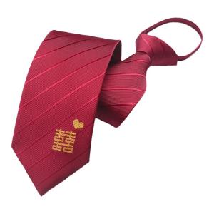 LIESHANG | Wine Red Wedding Tie Mens Handmade Formal Suit Business No-Tie Lazy Tie
