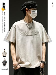 SZON | 3D Print Letter Short Sleeve T-shirt Cotton