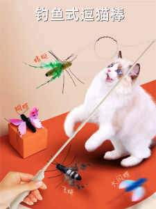Afplustoy Cat Teaser Rod Realistic Insect Replacement Head Self Entertaining Thin Wire Pet Cat Toys for Kittens Boredom Buster