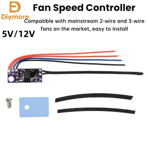 diymore | DC 5V 12V 1.2A 2-wire 3-wire Fan Temperature Controller Routing CPU Heat Sink Micro Automatic Speed Regulation