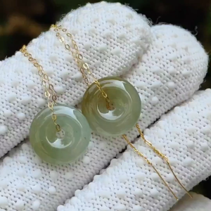 Wood Energy Jade Earrings 🌱- Golden Growth (Sku: 18k18)