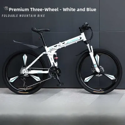 Icolou Folding Mountain Bike Adult Mens Off-Road Shock Absorption Single Speed Racing Bike for Students Women Carbon Steel Frame