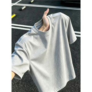 Summer Loose Versatile Pure Color Navy 100% Cotton T-shirts