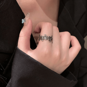 Srrmhyn Punk Style Openable Ring for Women Cross Design Hip Hop Fashion Jewelry Silver Plated Alloy Finger Accessory