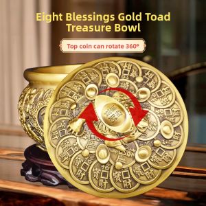 Pure Brass Lacquerware Wealth Attraction Bowl Covered Home Living Room Decorative Ornaments Money Saving Bank Wealth Gathering