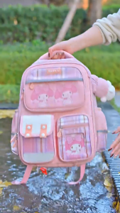 Sanrio Kuromi Double-Deck Big Capacity School Bag For Girl Waterproof Bagpack Student