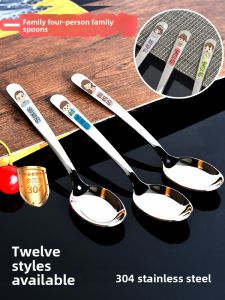 Cartoon Stainless Steel 304 Parent-Child Spoons Cute Children Baby Food Spoons Home Use Soup Spoons Teaspoons Dining Utensils