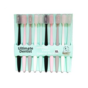 Soft Bristle Manual Toothbrush Set of 10 with Protective Cover Handheld Gift Bag Dental Cleaning Tools for Home Use