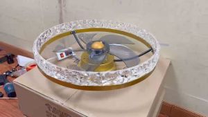 Đèn quạt ốp trần trang trí phòng khách phòng ngủ kích thước rộng 50cm có điều khiển từ xakết nối qua điện thoại thông minh