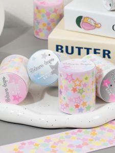 Colorful Star Deco Tape Die-Cut Tape Journaling Stickers Five Pointed Star Decorative Tape Adhesive Tape Stationery Supplies