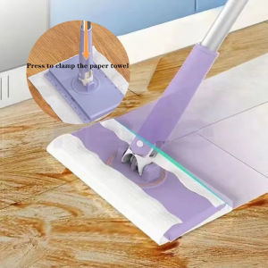 Hand-free Mini Lazy Flat Mop Household Wiping Floor To Pier Wet Paper Rotating Cleaning Floor Mop Automatic Clamping Flat Mop