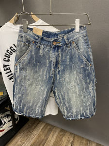 American Style Heavy Duty Ripped Denim Shorts Mens Summer Thin Multiple Pockets Workwear Casual Five-Point Trendy Pants