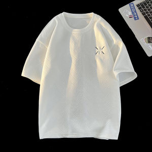 Loose Fit Floral T-Shirt Mens Summer New Style Heavy Design Short Sleeve Youth Fashion Breathable Cotton round Neck T-Shirt