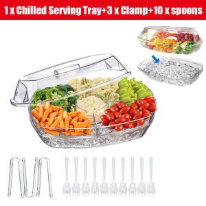 [การจัดส่งท้องถิ่น] ถาดของกินเล่นเสิร์ฟแช่เย็นถาดที่จัดเก็บผลไม้ถาดเสิร์ฟอาหารสำหรับงานเลี้ยงงานแต่งงานถาดเสิร์ฟเย็น