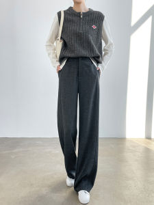 High Waist Wide Leg Pants Womens Spring Autumn New Style Linen Drape Slimming Versatile Loose Straight Casual Floor-Length Pants