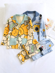 Pure Cotton Long Sleeve Childrens Sleepwear Cartoon Print Home Clothes for Boys Warm And Comfortable Baby Home Suit