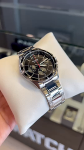 CASIO นาฬิกาผู้ชาย รุ่น MTP-1374D-1A วัสดุสเตนเลสสตีล สีดำ คาสิโอ