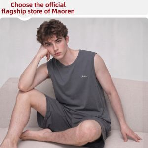 MiiOW | Mens Modal Ice Silk Sleeveless Summer Lightweight Pajama Set
