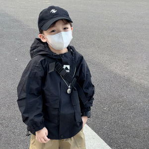 Kids Windproof Waterproof Jacket Boys Spring Autumn Hooded Coat Baby Outfit Cool Stylish Autumn Top for 2-10 Years Old Boys