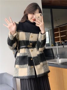 เสื้อแจ็คเก็ตขนเป็ดลายสก็อตผ้าขนสัตว์ผู้หญิงทรงยาวปานกลางฤดูใบไม้ผลิ 2025 เสื้อโค้ทขนเป็ด 90% ขนเป็ดผู้หญิง ทรงสลิมฟิต เสื้อโค้ทขนสัตว์