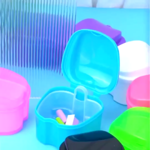 Denture Bath Box Case False Teeth Storage Box with Hanging Net Partitioned tooth tray